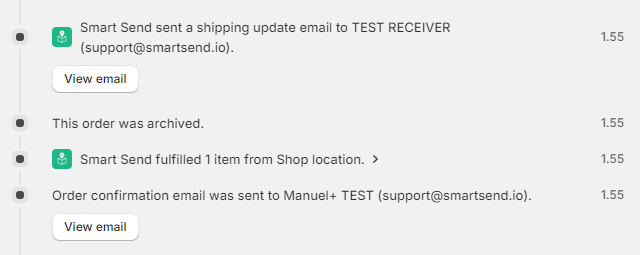 Shopify Order Shipped email with tracking information